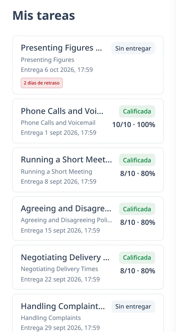 La lista de tareas de un estudiante en el celular